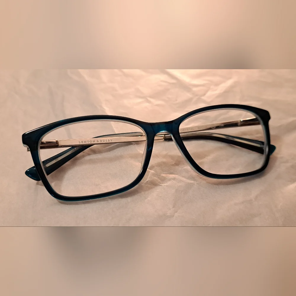 Linton & Rusby Glasses Frames. Colorblock Forest Greens With Goldtone Arms.